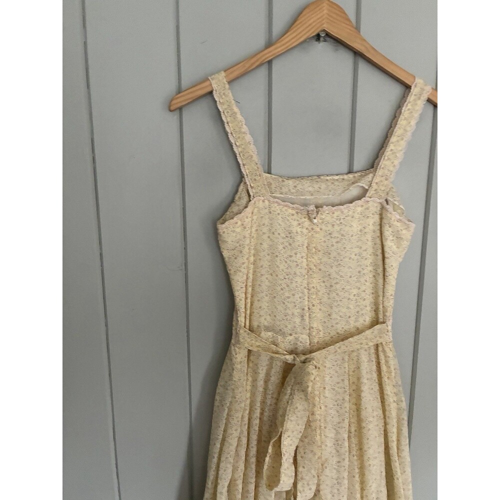 Vtg Gunne Sax Jessica Prairie Dress 7 XS Prairie Pale Yellow Floral Sleeveless - Picture 4 of 9